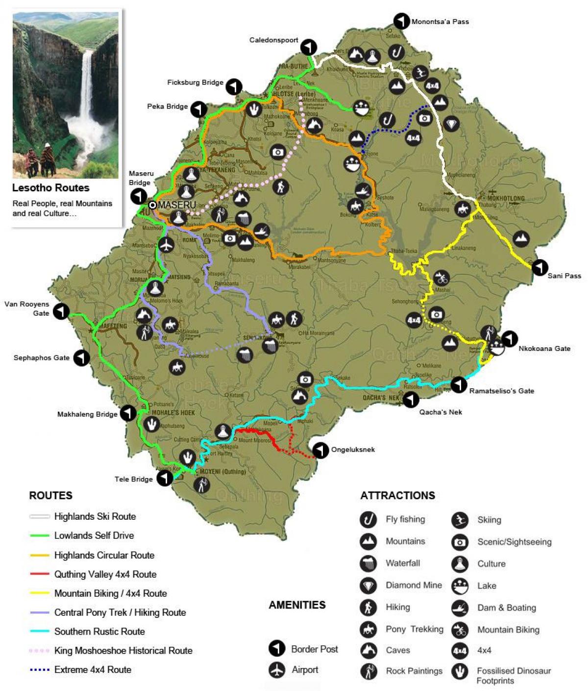 carte du Lesotho touristique