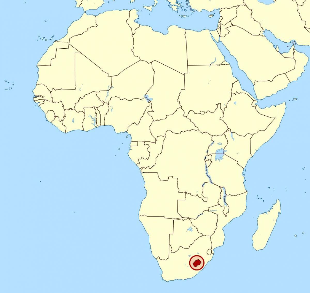 carte du Lesotho sur la carte de l'afrique