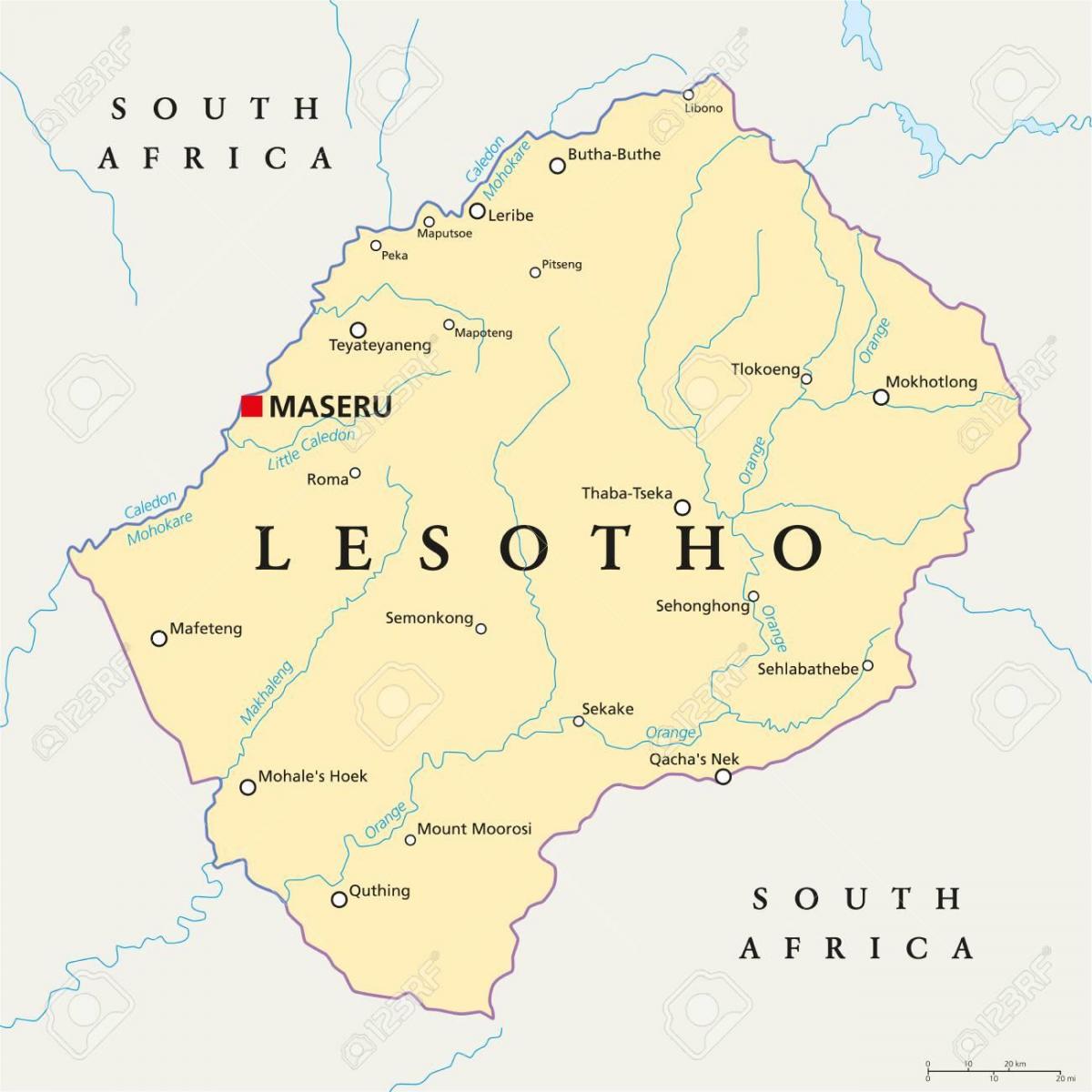 carte de maseru au Lesotho