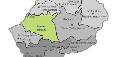 Carte du Lesotho montrant districts