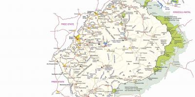 Carte du Lesotho postes frontières